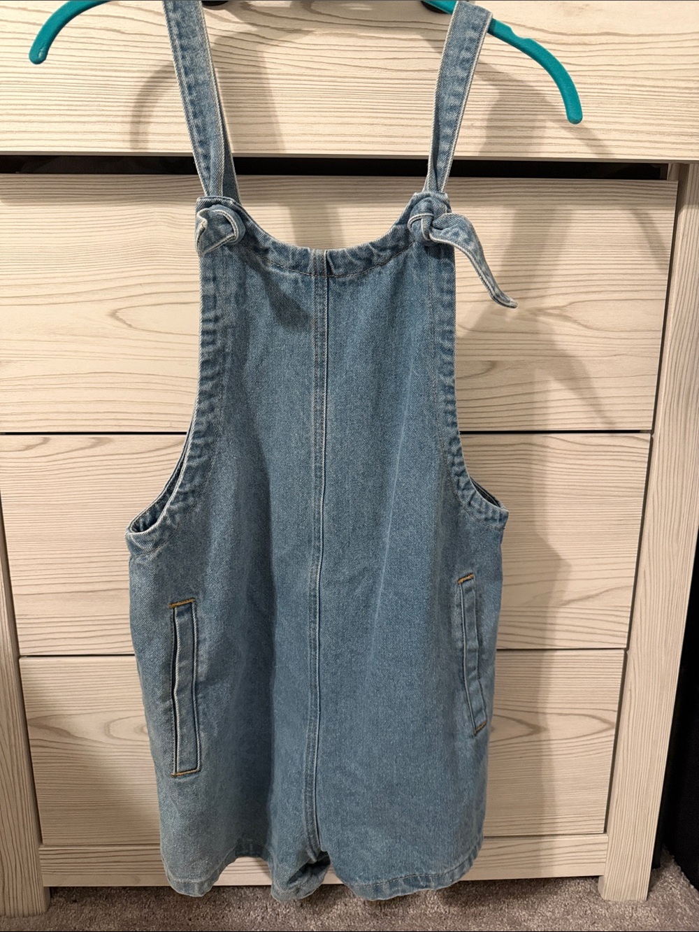 Light Blue Denim Overall Romper Bodysuit for Women